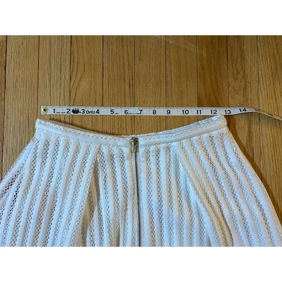 H&M White Mesh Overlay  Skirt Lined Midi Size 6  Rear Zipper - Picture 7 of 8